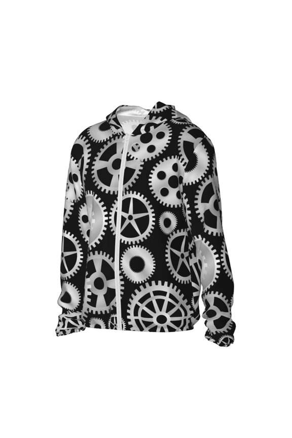 Metallic Gears Women's Men's UPF 50+ Sun Protection Hoodie Shirt Long Sleeve SPF Fishing Outdoor UV Hiking Lightweight Shirts-Small