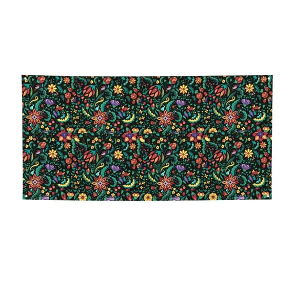 Picia Mexican Flower 1 Pattern Party Banner, Festive Decoration, Holiday Banner, Celebration Decor, Event Banner, Reusable Party Banner-Small