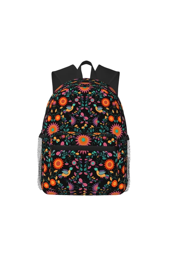 Mexican Flower And Birds Large Capacity Backpack Classic Style Backpack Casual Backpack Water-Resistant School Work Travel Outdoor Backpack