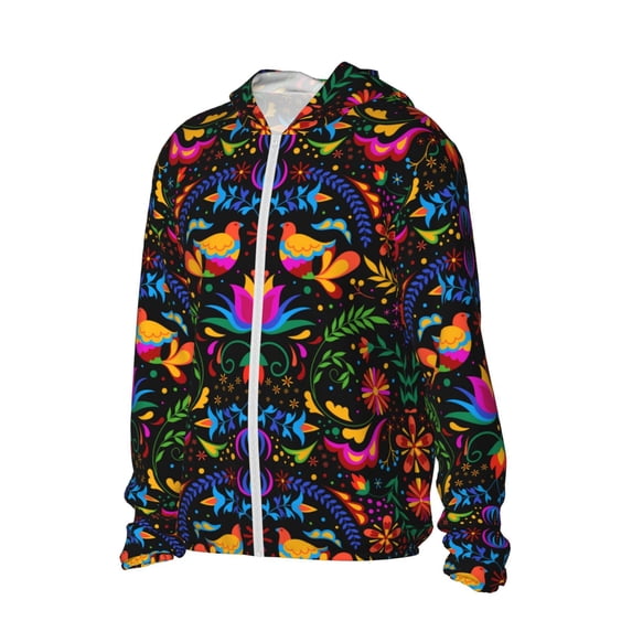 Picia Mexican Flower Traditional1 Women's Men's UPF 50+ Sun Protection Hoodie Shirt Long Sleeve SPF Fishing Outdoor UV Hiking Lightweight Shirts-XX-Large