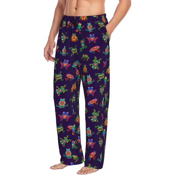 Picia Mexican Frogs Mens Soft Woven Cotton Elastic Waistband Sleep Pajama Pant Lounge Sleep Pant With Pockets And Drawstring-Small