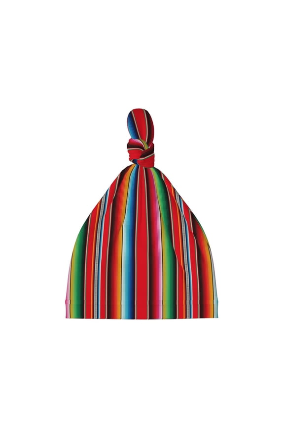 Mexican Serape Blanket Stripes Printed Preemie Hats for Baby Girls Cotton Premature Knot Hats Newborn Hospital Cap Warm Knot Beanie Nicu for Preemie Girls and Boys