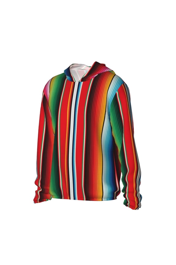 Mexican Serape Blanket Stripes Women's Men's UPF 50+ Sun Protection Hoodie Shirt Long Sleeve SPF Fishing Outdoor UV Hiking Lightweight Shirts-Large