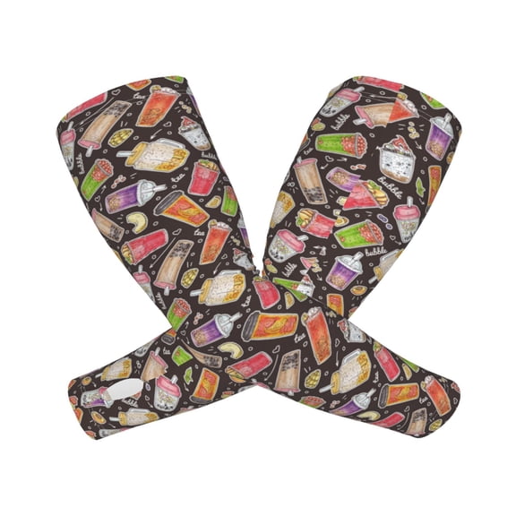 Picia Milk Tea Arm Sleeves for Men and Women - Tattoo Cover Up UPF 50+ Cooling Sports Sleeve for Basketball Golf Football-One Size