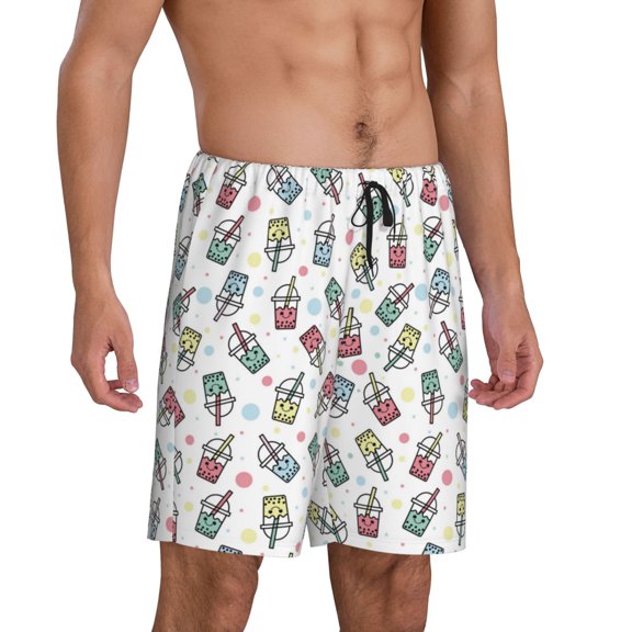 Picia Milk Tea Pajama Shorts for Men, Men's Pajama Bottoms, Sleepwear,Short Pajama Pants-3X-Large