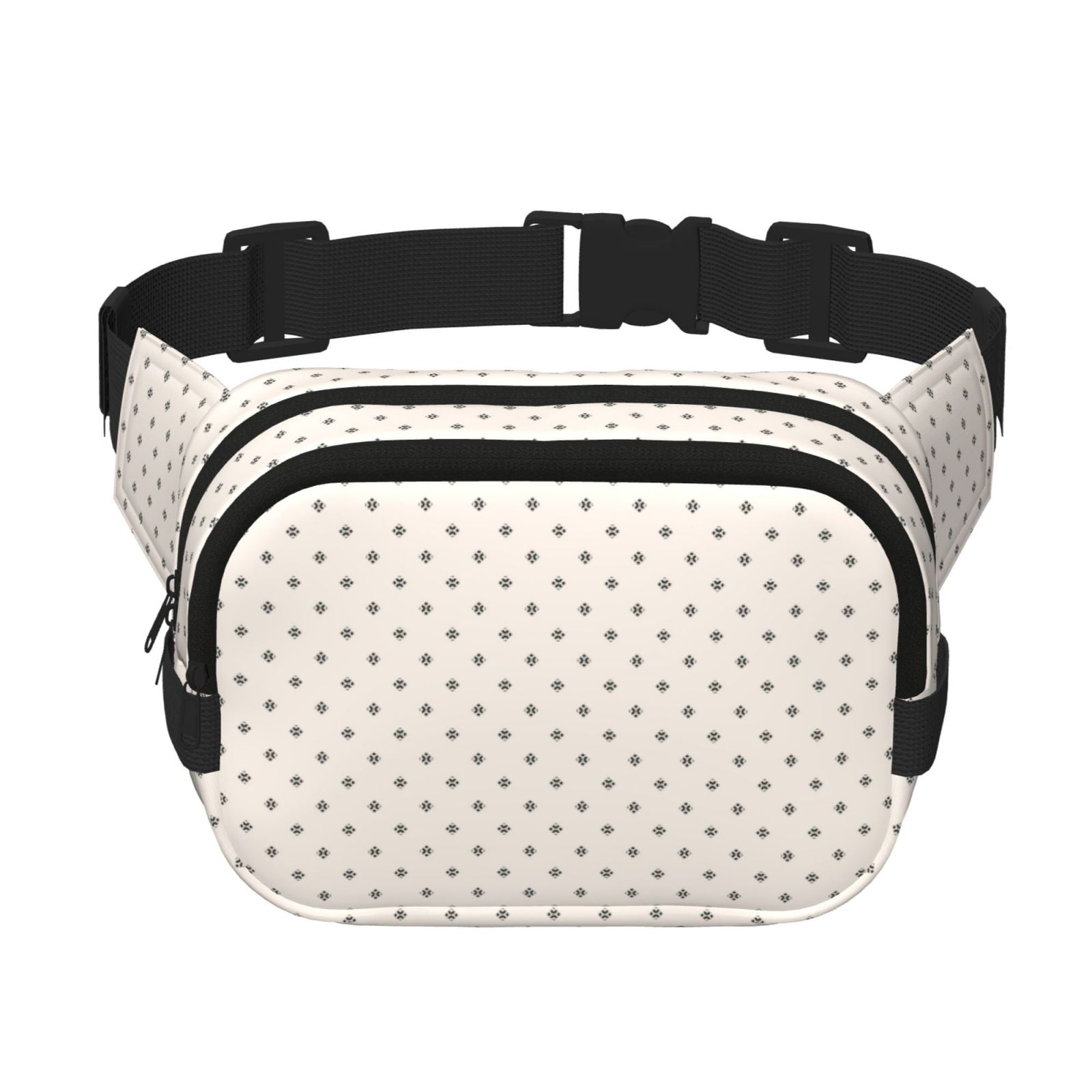 Picia Minimalist Crosshatch Dots Print Square Double-Layer Waist Bag Mini Adjustable Waist Belt Bag Exercise Running Travel Hiking