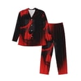 thumbnail image 1 of Picia Minimalist Skull Red Pattern Men’s Long-Sleeve Sleepwear Set - Soft 2-Piece Loungewear with Pockets, Comfy PJs for Relaxing Nights-X-Large, 1 of 7