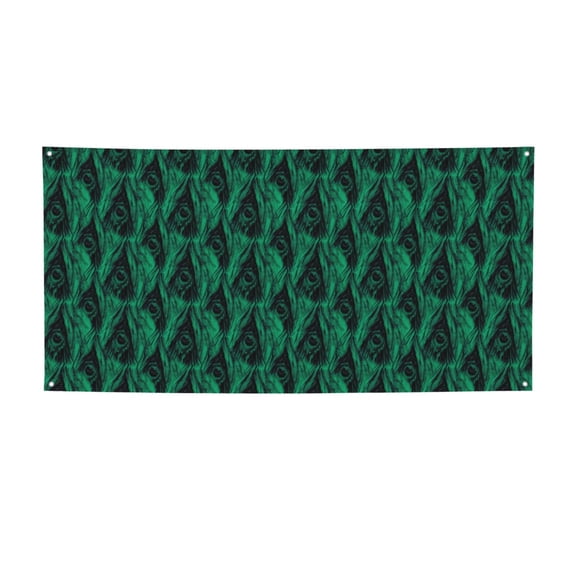 Picia Mint Bird Feathers Pattern Party Banner, Festive Decoration, Holiday Banner, Celebration Decor, Event Banner, Reusable Party Banner-Medium
