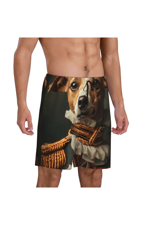 Modern Cute Dog Pajama Shorts for Men, Men's Pajama Bottoms, Sleepwear,Short Pajama Pants-Small