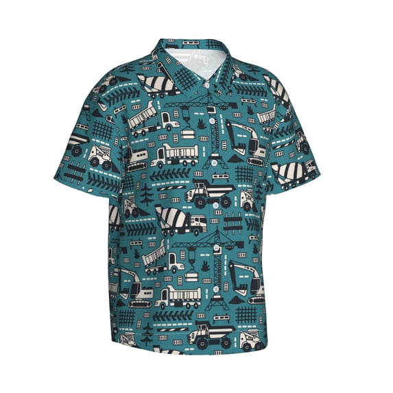 Picia Modern Excavator Gentle Cotton Regular Fit Short Sleeve Casual Hawaiian Shirt for Men-XX-Large