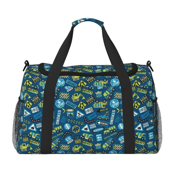 Picia Modern Excavator Print Travel Duffle Bag,Weekender Bags for Women with Shoe Compartment, Gym Duffel Bag with Wet Pocket, Hospital Bags for Labor and Delivery
