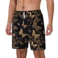 thumbnail image 1 of Picia Modern Golden Butterfly pattern Mens Swim Trunks with Compression Liner Stretch Beach Shorts Quick Dry with Zipper Pockets No-Chafing Board Shorts-Large, 1 of 9