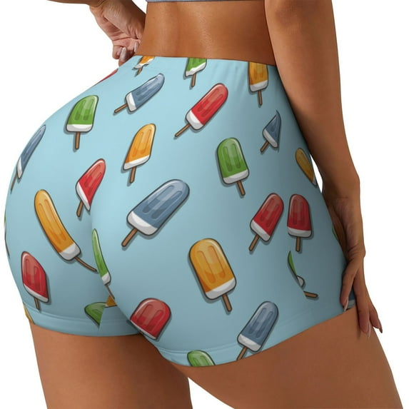Picia Modern Ice Cream Printed Workout Shorts for Women Seamless Scrunch Butt Lifting High Waisted Yoga Gym Booty Running Moisture-wicking Short Pants-XX-Large