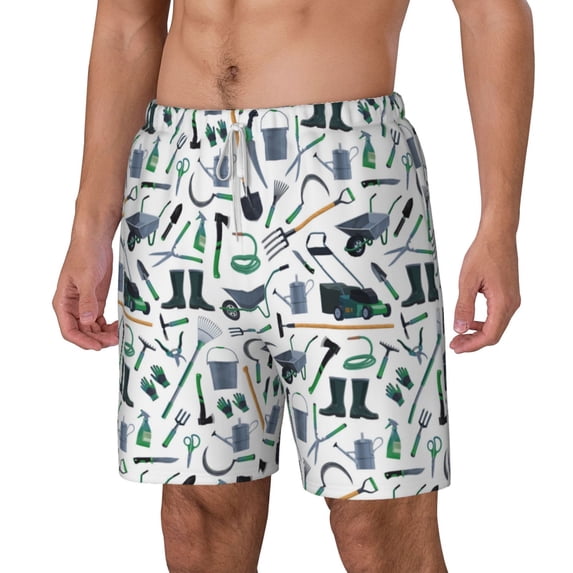 Picia Modern Industry pattern Mens Swim Trunks with Compression Liner Stretch Beach Shorts Quick Dry with Zipper Pockets No-Chafing Board Shorts-Medium