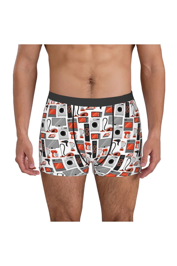 Modern Life Pattern Men’s Boxer Briefs – Soft & Breathable Underwear, Stretchy & Comfortable Fit, Supportive Pouch Design, Moisture-Wicking-Large
