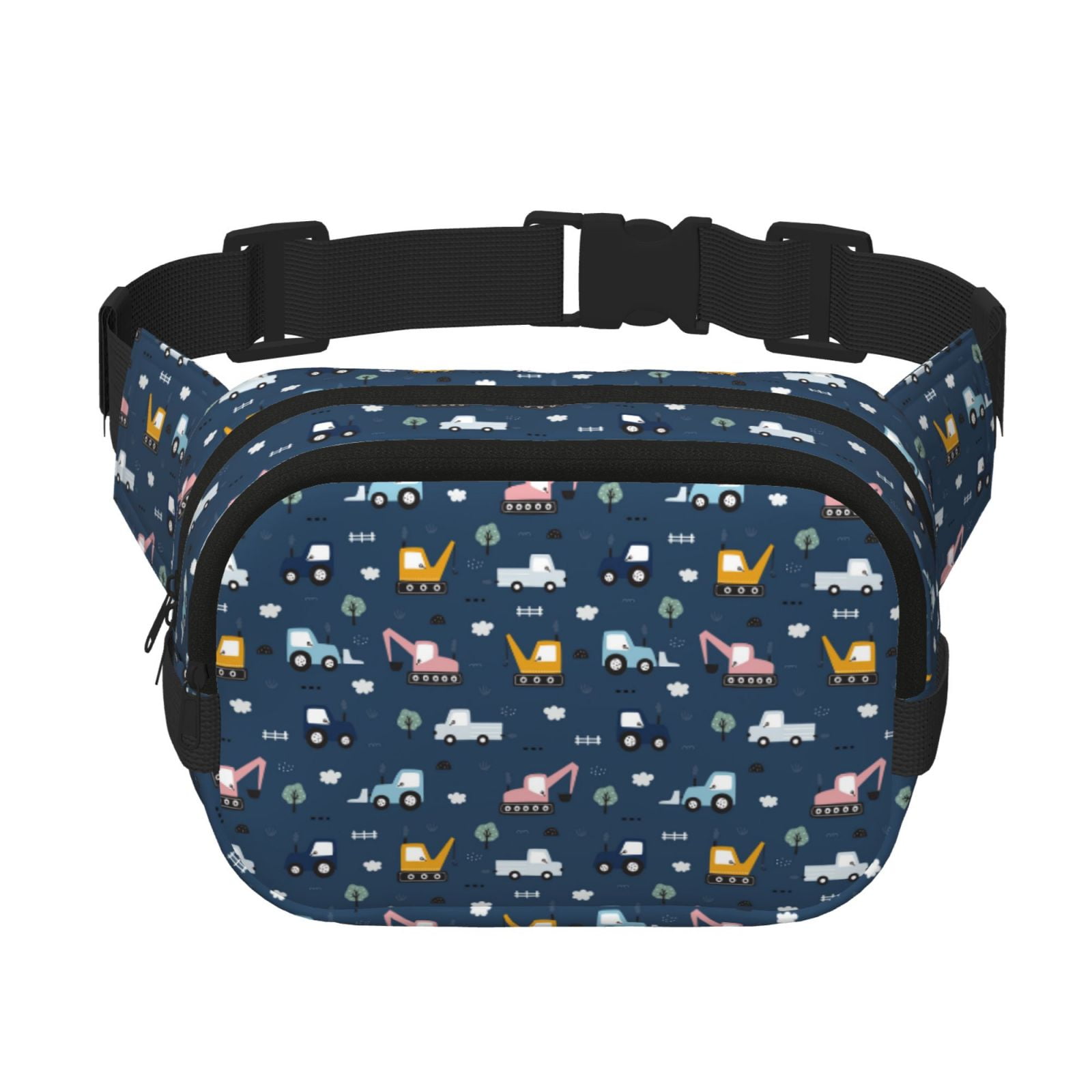 Picia Modern Modern Excavator Print Square Double-Layer Waist Bag Mini Adjustable Waist Belt Bag Exercise Running Travel Hiking