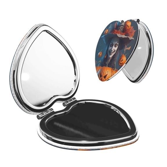 Picia Modern Style Pumpkin Witch for Compact Vanity Mirror , Travel Makeup Mirror , Portable Magnifying Cosmetic Mirror for Daily, Work, Business-Heart Shape