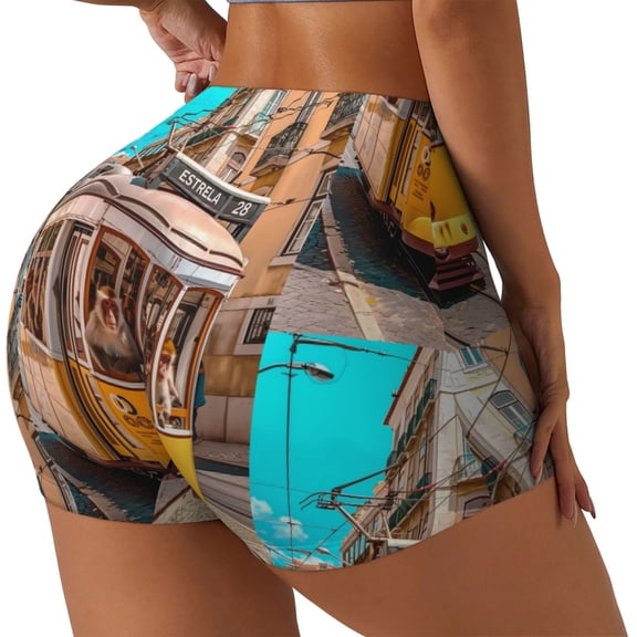 Picia Modern Urban Monkey Printed Workout Shorts for Women Seamless Scrunch Butt Lifting High Waisted Yoga Gym Booty Running Moisture-wicking Short Pants-Small