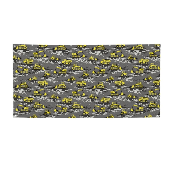 Picia Modern Yellow Excavator Pattern Party Banner, Festive Decoration, Holiday Banner, Celebration Decor, Event Banner, Reusable Party Banner-Small