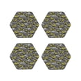thumbnail image 1 of Picia Modern Yellow Excavator Printed Leather Coasters for Drinks, 4" Drink Coasters Set of 4 for Tabletop Protection, Handmade Luxurious Home Décor and Housewarming Gift -Hexagon, 1 of 6