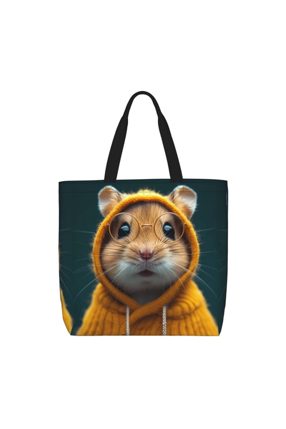 Modern Yellow Sweater Guinea Pig for Tote Bag for Women with Zipper, Gym Tote with Compartments, Laptop Work Tote Nurse Dance Yoga Bag for Sport, Travel