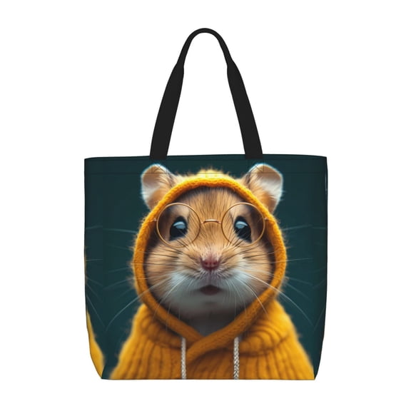 Picia Modern Yellow Sweater Guinea Pig for Tote Bag for Women with Zipper, Gym Tote with Compartments, Laptop Work Tote Nurse Dance Yoga Bag for Sport, Travel