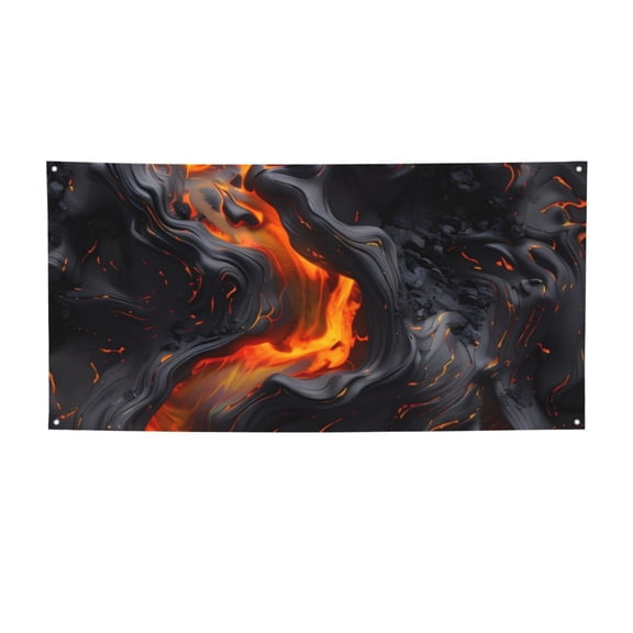 Picia Molten Lava Abstract Flow Pattern Party Banner, Festive Decoration, Holiday Banner, Celebration Decor, Event Banner, Reusable Party Banner-Small