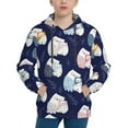 thumbnail image 1 of Picia Mom And Baby Owls Pattern Youth Hoodie - Warm Pullover Sweatshirt with Kangaroo Pocket, Ideal for Boys and Girls-Small, 1 of 6