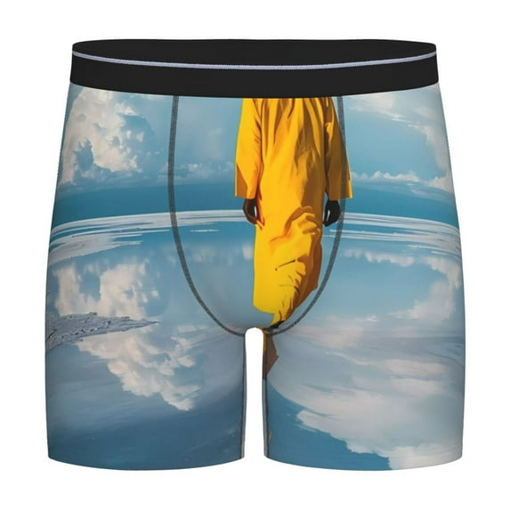 Picia Monk Walking On Water Pattern Men's Athletic Long Leg Briefs , Performance Stretch Underwear,Moisture-Wicking