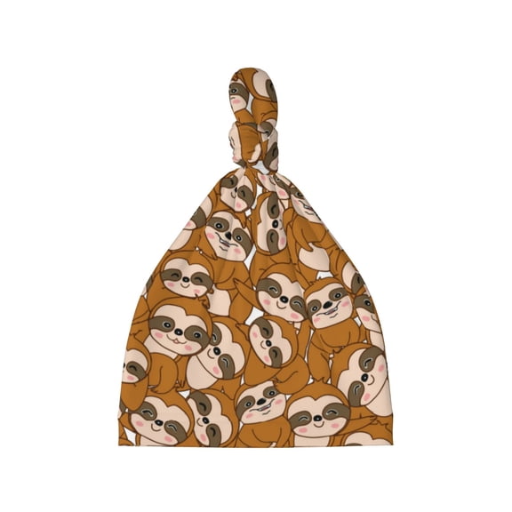 Picia Monkey Sloth Printed Preemie Hats for Baby Girls Cotton Premature Knot Hats Newborn Hospital Cap Warm Knot Beanie Nicu for Preemie Girls and Boys