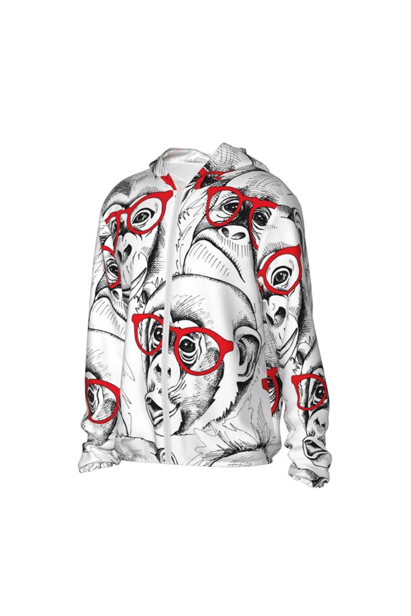 Monkey Women's Men's UPF 50+ Sun Protection Hoodie Shirt Long Sleeve SPF Fishing Outdoor UV Hiking Lightweight Shirts-Small