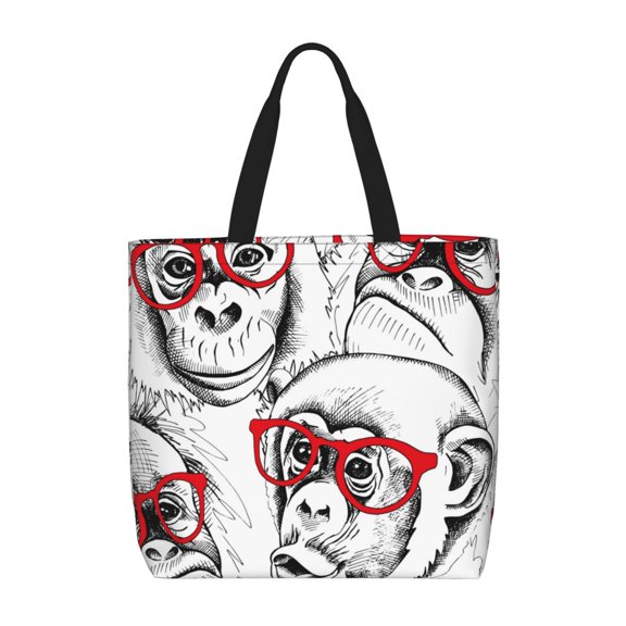 Picia Monkey for Tote Bag for Women with Zipper, Gym Tote with Compartments, Laptop Work Tote Nurse Dance Yoga Bag for Sport, Travel