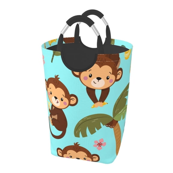 Picia Monkeys Swinging from Palms Laundry Basket With Handles Laundry Hamper Toys Storage Organizer Foldable Bucket Washing Bin Dirty Clothes Bag For Home Bathroom Bedroom Dorm