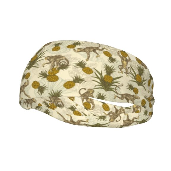 Picia Monkeys and Pinealpples Print Mens Running Headband,Mens Sweatband Sports Headband for Running,Cycling,Basketball,Yoga,Fitness Workout