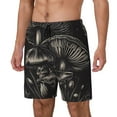 thumbnail image 1 of Picia Monochrome Mushroom Artwork pattern Mens Swim Trunks with Compression Liner Stretch Beach Shorts Quick Dry with Zipper Pockets No-Chafing Board Shorts-X-Large, 1 of 9