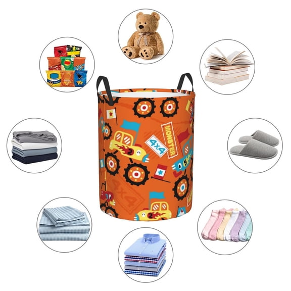 Picia Monster Truck Large Laundry Basket, Waterproof, Freestanding Laundry Hamper, Collapsible Tall Clothes Hamper with Extended Handles-