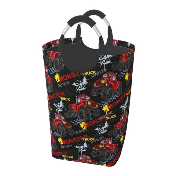 Picia Monster Truck Laundry Basket With Handles Laundry Hamper Toys Storage Organizer Foldable Bucket Washing Bin Dirty Clothes Bag For Home Bathroom Bedroom Dorm