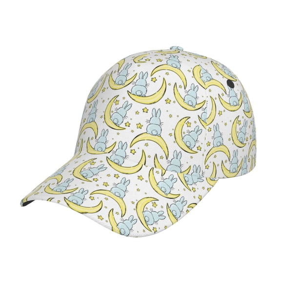 Picia Moon And Rabbit pattern Trucker Low Profile Hat Men Women Baseball Cap Dad Hat Adjustable Unconstructed Plain Cap