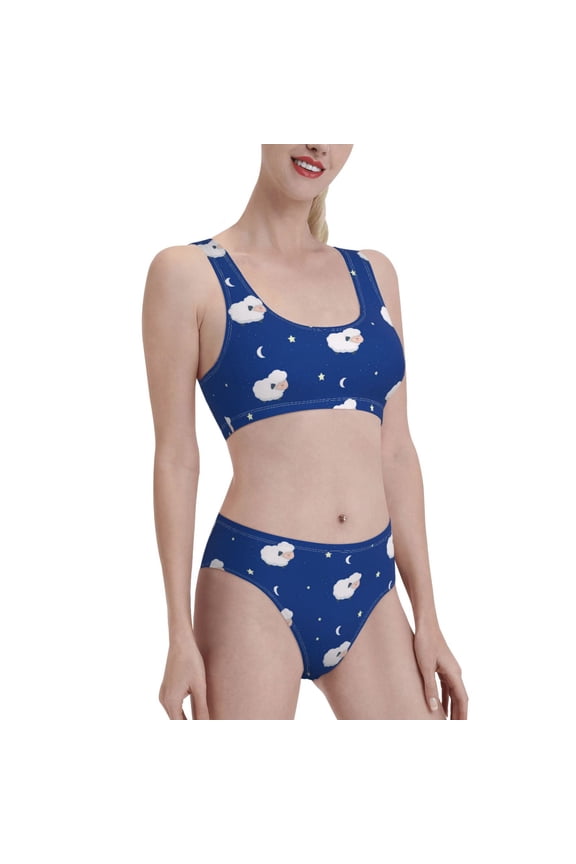 Moon Lamb Women's High Waisted Bikini Scoop Neck Swimsuit Two Pieces Bathing Suit-X-Large
