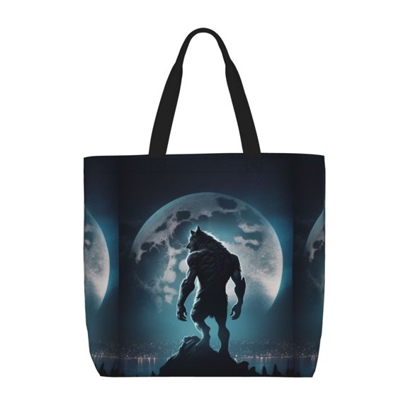 Picia Moon Wolf Warrior for Tote Bag for Women with Zipper, Gym Tote with Compartments, Laptop Work Tote Nurse Dance Yoga Bag for Sport, Travel