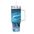 thumbnail image 1 of Picia Mountain Cottage In Snow Pattern 40oz Ice Bully Insulated Tumbler with Handle, Double-Wall Stainless Steel Cup, Leak-Proof Lid and Straw, 1 of 8