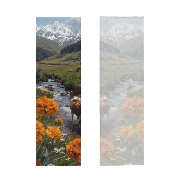 Picia Mountain Cows Flower Stream Pattern Cooling Towels (40"x12") Cool Towel, Cold Towel, Microfiber Soft Breathable Chilly Ice Towel
