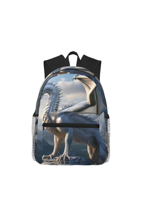 Mountain White Dragon Large Capacity Backpack Classic Style Backpack Casual Backpack Water-Resistant School Work Travel Outdoor Backpack