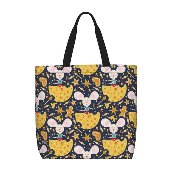 Picia Mouse Cheese for Tote Bag for Women with Zipper, Gym Tote with Compartments, Laptop Work Tote Nurse Dance Yoga Bag for Sport, Travel