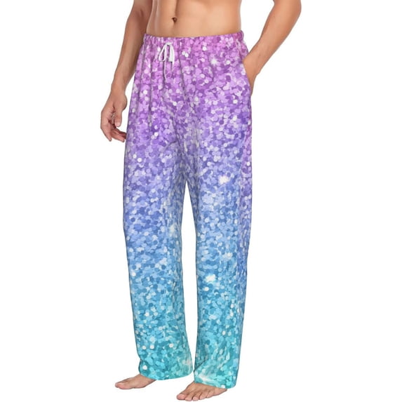 Picia Multicolor Glitter Mens Soft Woven Cotton Elastic Waistband Sleep Pajama Pant Lounge Sleep Pant With Pockets And Drawstring-Large