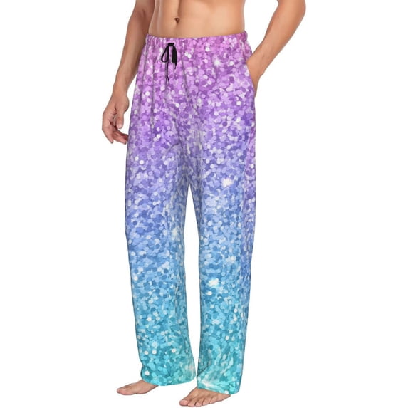 Picia Multicolor Glitter Mens Soft Woven Cotton Elastic Waistband Sleep Pajama Pant Lounge Sleep Pant With Pockets And Drawstring-X-Large