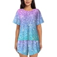 thumbnail image 1 of Picia Multicolor Glitter Pajamas Sets for Women Soft Short-Sleeved Pjs with Lounge Shorts Two Piece Sleepwear-Small, 1 of 9