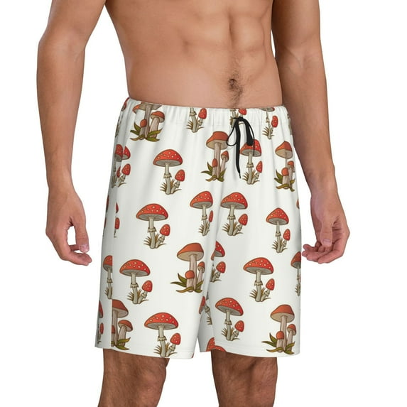Picia Mushroom Pajama Shorts for Men, Men's Pajama Bottoms, Sleepwear,Short Pajama Pants-3X-Large