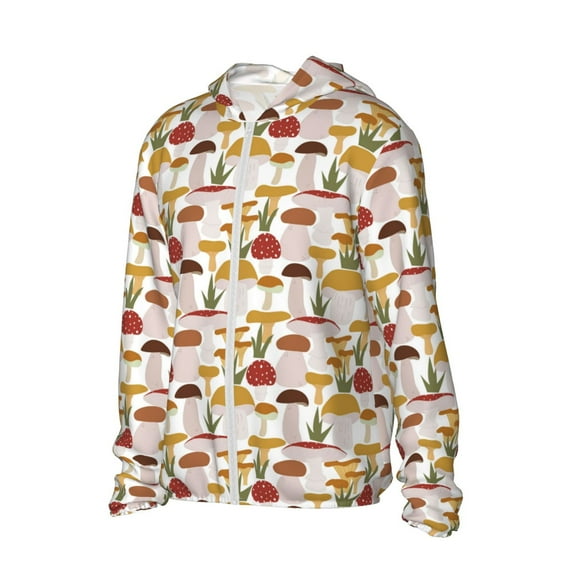 Picia Mushroom Women's Men's UPF 50+ Sun Protection Hoodie Shirt Long Sleeve SPF Fishing Outdoor UV Hiking Lightweight Shirts-Small