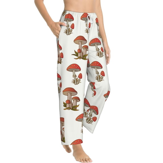 Picia Mushroom Womens Soft Woven Cotton Elastic Waistband Sleep Pajama Pant Lounge Sleep Pant With Pockets And Drawstring-Medium